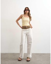 TOPSHOP - Mid Rise Loose Fit Two-toned Jeans - Lyst