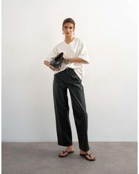 TOPSHOP - Faux Leather Barrel Leg Trouser - Lyst