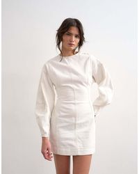 TOPSHOP - Denim Ovoid Sleeve Mini Dress - Lyst