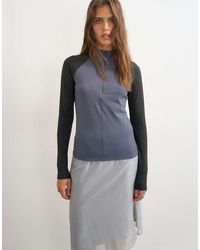 TOPSHOP - Techy Long Sleeve Quarter Zip Top - Lyst