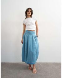 TOPSHOP - Denim Barrel Seamed Maxi Skirt - Lyst
