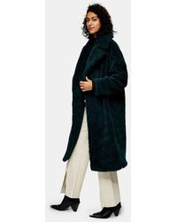 TOPSHOP Maxi Borg Coat - Green