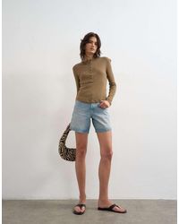TOPSHOP - Fitted Long Sleeve Henley - Lyst