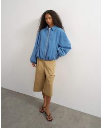 TOPSHOP - Nylon Bomber Jacket - Lyst