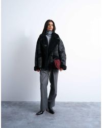 TOPSHOP - Shearling Super Oversized Car Coat - Lyst
