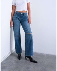 TOPSHOP - Hourglass Ember Low Rise Straight Leg Jeans With Knee Rip - Lyst