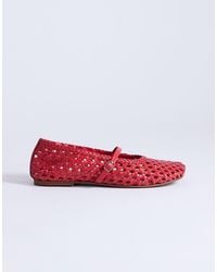 TOPSHOP - Bobbi Leather Woven Ballet Flats - Lyst