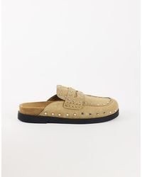 TOPSHOP - Addie Real Suede Studded Mule Loafer - Lyst