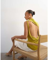 TOPSHOP - Cowl Drape Back Top - Lyst