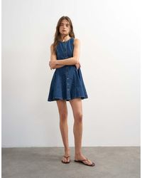 TOPSHOP - Denim Godet Seam Mini Dress - Lyst