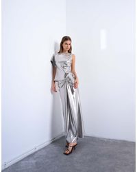 TOPSHOP - Metallic Knot Midi Skirt - Lyst
