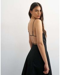 TOPSHOP - Poplin Square Neck Open Back Barrel Midi Sundress - Lyst