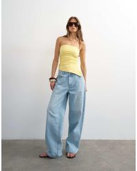 TOPSHOP - Split Side Ruched Asymmetric Bandeau - Lyst