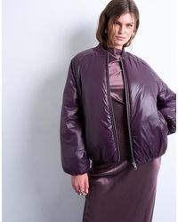 TOPSHOP - High Shine Padded Bomber Jacket - Lyst