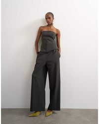 TOPSHOP - Co Ord Stripe Double Pleat Tab Trouser - Lyst