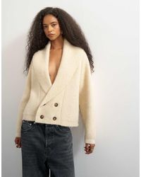 TOPSHOP - Knit Slouchy Button Front Shawl Collared Cardigan - Lyst