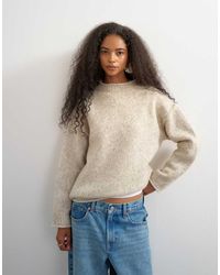 TOPSHOP - Wool Blend Knit Roll Edge Relaxed Fit Sweater - Lyst