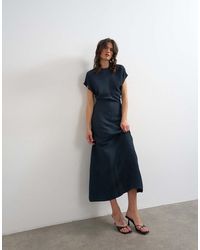 TOPSHOP - Drop Shoulder Blouson Waist Crinkle Maxi Dress - Lyst