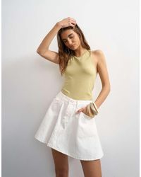 TOPSHOP - Denim Pleated Full Mini Skirt - Lyst