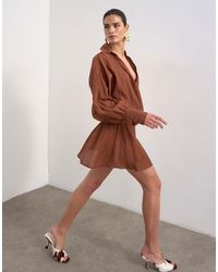 TOPSHOP - Dropped Waist Wrap Shirt Dress - Lyst