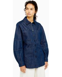 TOPSHOP Chemise Indigo en jean, Boutique - Bleu