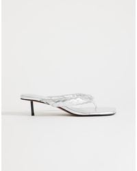TOPSHOP - Emily Pin Mid Heel Woven Toe Thong Sandal - Lyst
