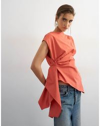 TOPSHOP - Slash Neck Twist Side Top - Lyst