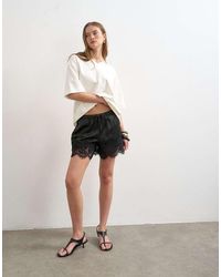 TOPSHOP - Satin Lace Insert Short - Lyst