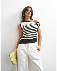 TOPSHOP - Knitted Tie Shoulder Asymmetric Top - Lyst