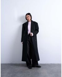 TOPSHOP - Double Breasted Mensy Overcoat With Wool - Lyst