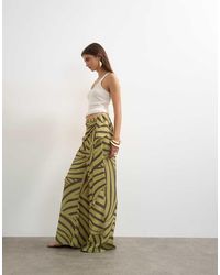 TOPSHOP - Animal Plisse Wrap Scarf Detail Trousers - Lyst