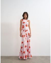 TOPSHOP - Satin Racer Neck Maxi Dress - Lyst