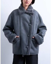 TOPSHOP - Shearling Super Oversized Car Coat - Lyst