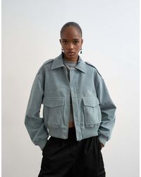 TOPSHOP - Faux Suede Zip Through Jacket With Patch Pockets - Lyst