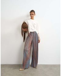 TOPSHOP - Stripe Plisse Trouser - Lyst