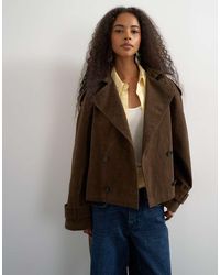 TOPSHOP - Faux Suede Belted Trench - Lyst