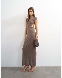 TOPSHOP - Double Layer Cupro Cut Out Maxi Dress - Lyst