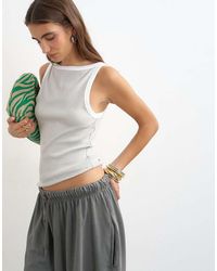 TOPSHOP - Tipping Slash Neck Racer Vest - Lyst