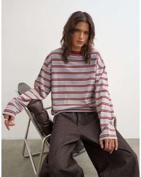 TOPSHOP - Stripe Long Sleeve Slouchy Skater Tee - Lyst