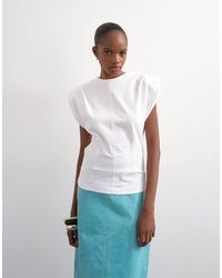 TOPSHOP - Shoulder Pad T-shirt - Lyst