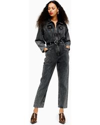 TOPSHOP Combinaison ample délavée à l'acide Petite - Noir