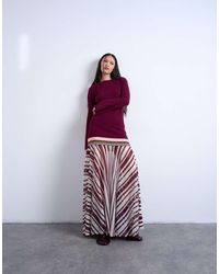 TOPSHOP - Knit Stripe Full Skirt Long Sleeve Dress - Lyst