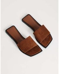 TOPSHOP - Sara Real Suede Mule Flat Sandal - Lyst