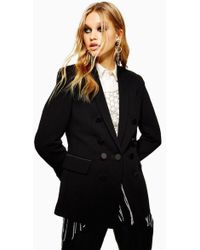 TOPSHOP Satin Button Tuxedo Jacket - Black