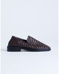 TOPSHOP - Bali Real Leather Weave Flat Shoe Loafer - Lyst