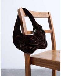 TOPSHOP - Saphire Ruched Velvet Shoulder Bag - Lyst