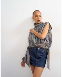 TOPSHOP - Denim Mini Pelmet Skirt - Lyst