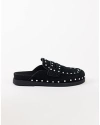 TOPSHOP - Addie Real Suede Studded Mule Loafer - Lyst