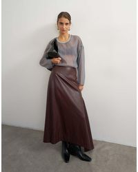 TOPSHOP - Co-Ord Faux Leather Drape Detail Maxi Skirt - Lyst