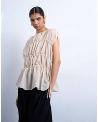 TOPSHOP - Short Sleeve Channelled Tie Side Top - Lyst
